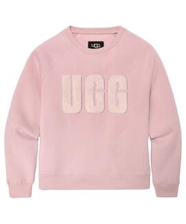 SUDADERA UGG MADELINE FUZZY LOGO ASHEN ROSE