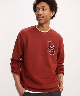 SUDADERA LS LETTERMAN CREW FIRED BRICK