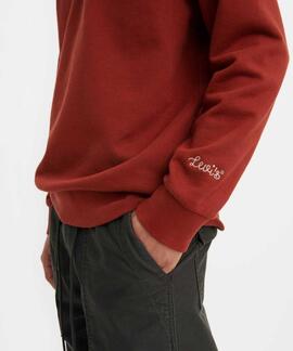 SUDADERA LS LETTERMAN CREW FIRED BRICK