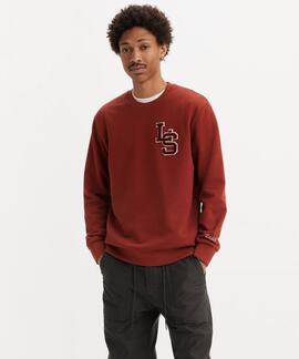 SUDADERA LS LETTERMAN CREW FIRED BRICK