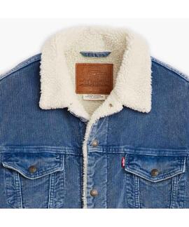 CAZADORA DE PANA RELAXED FIT SHERPA TRUCKER BLUE SPRINT CORD