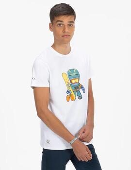 CAMISETA ESTAMPADO ELPULPO SNOWBOARD 100 BLANCO PURO