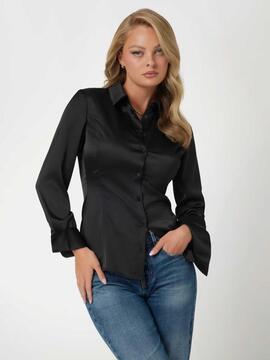 CAMISA DE SATÉN FERNANDA CORSET SLIM FIT JET BLACK