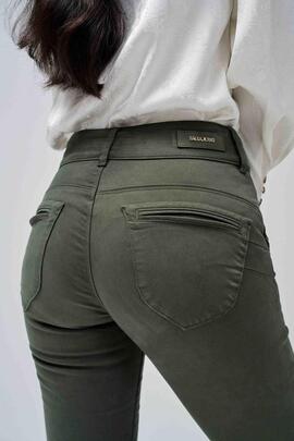 PANTALÓN SECRET CHINO PUSH IN CROPPED SLIM DARK GREEN