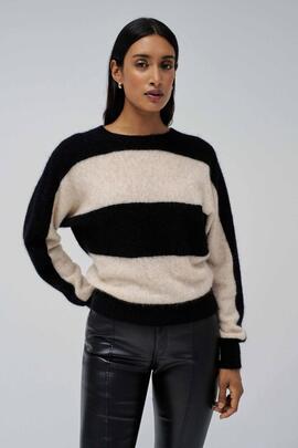 JERSEY CROPPED FIT COLOR BLOCK BEIGE CLARO Y NEGRO