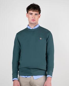 SUDADERA CUELLO CAJA GARMENT DYED VERDE PINO