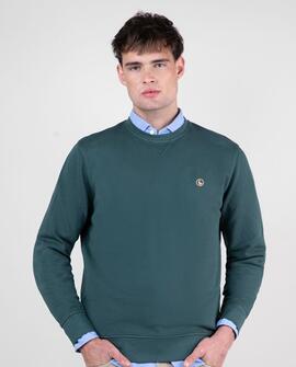 SUDADERA CUELLO CAJA GARMENT DYED VERDE PINO