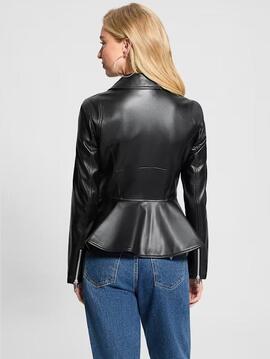 CHAQUETA DE ECOPIEL PEPLUM MOTO JACKET JET BLACK MULTI