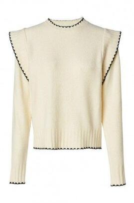 JERSEY DE PUNTO MANGAS CON VOLANTES BEIGE