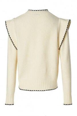 JERSEY DE PUNTO MANGAS CON VOLANTES BEIGE