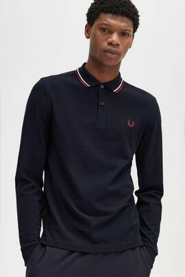 POLO MANGA LARGA TWIN TIPPED NAVY BLUE / SNOW WHITE / RED