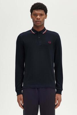 POLO MANGA LARGA TWIN TIPPED NAVY BLUE / SNOW WHITE / RED