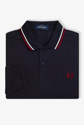 POLO MANGA LARGA TWIN TIPPED NAVY BLUE / SNOW WHITE / RED