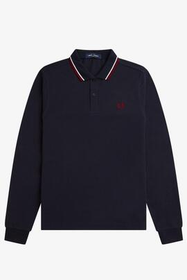 POLO MANGA LARGA TWIN TIPPED NAVY BLUE / SNOW WHITE / RED