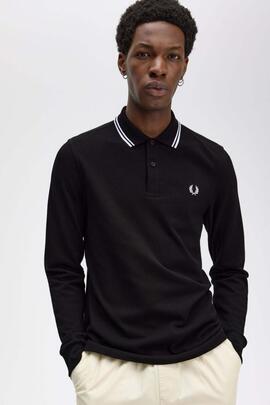 POLO MANGA LARGA TWIN TIPPED BLACK / WHITE / WHITE