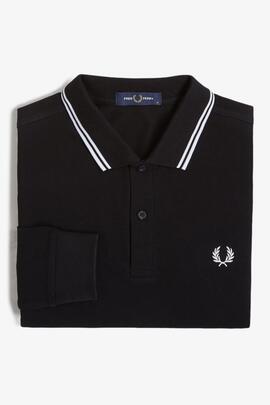 POLO MANGA LARGA TWIN TIPPED BLACK / WHITE / WHITE