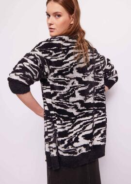 CHAQUETA LARGA DE PUNTO JACQUARD ANIMAL PRINT