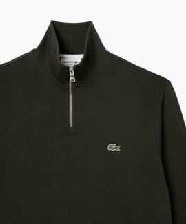 JERSEY SUDADERA LACOSTE DE CUELLO ALTO CON CREMALLERA VERDE