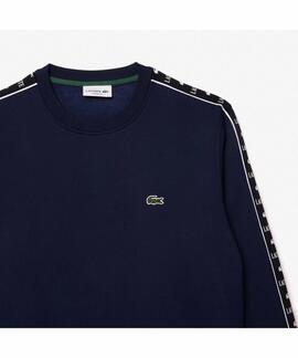 SUDADERA LACOSTE REGULAR FIT AZUL MARINO CON CINTA DEPORTIVA