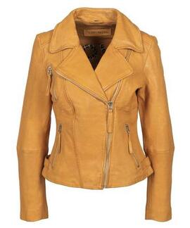 CHAQUETA BIKER NICOLE PIEL ENVEJECIDA SUNFLOWER MOSTAZA