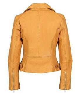 CHAQUETA BIKER NICOLE PIEL ENVEJECIDA SUNFLOWER MOSTAZA