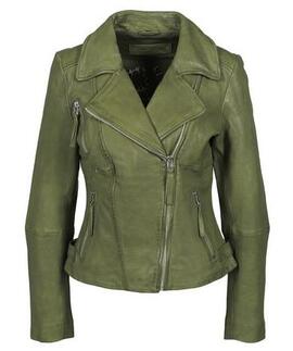 CHAQUETA BIKER NICOLE PIEL ENVEJECIDA SAFARI VERDE