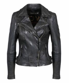 CAZADORA BIKER PRINCESS SR PIEL ENVEJECIDA MOONLESS NEGRA