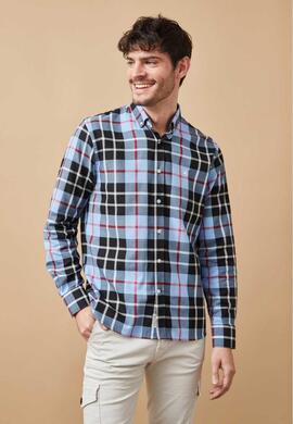 CAMISA DE VIYELA SLIM FIT TARTAN AZUL Y NEGRO