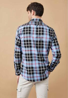 CAMISA DE VIYELA SLIM FIT TARTAN AZUL Y NEGRO