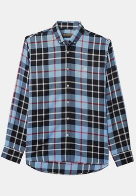 CAMISA DE VIYELA SLIM FIT TARTAN AZUL Y NEGRO