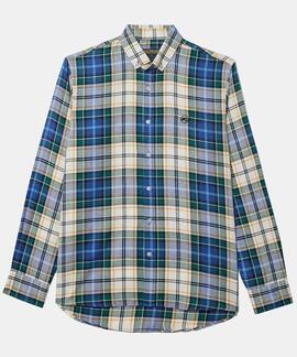 CAMISA DE VIYELA SLIM FIT TARTAN VERDE Y AZUL