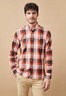 CAMISA DE VIYELA SLIM FIT TARTAN NARANJA QUEMADO