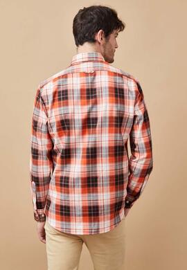 CAMISA DE VIYELA SLIM FIT TARTAN NARANJA QUEMADO