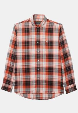 CAMISA DE VIYELA SLIM FIT TARTAN NARANJA QUEMADO