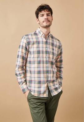 CAMISA DE VIYELA SLIM FIT TARTAN BEIGE Y VERDE