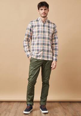 CAMISA DE VIYELA SLIM FIT TARTAN BEIGE Y VERDE