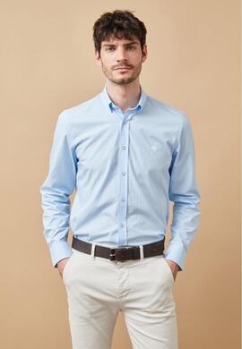 CAMISA SLIM FIT POPELÍN CELESTE