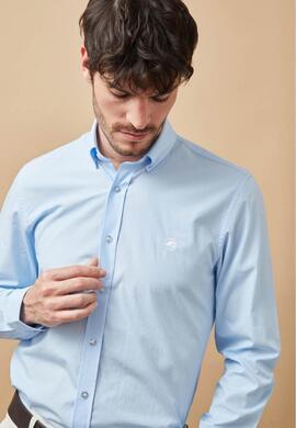 CAMISA SLIM FIT POPELÍN CELESTE