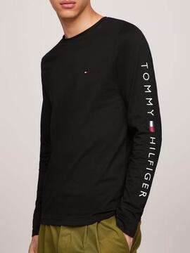 CAMISETA SLIM FIT DE MANGA LARGA CON LOGO NEGRA