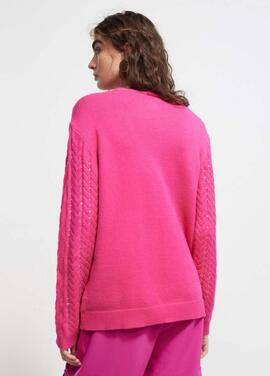 JERSEY PUNTO TRENZADO FUCSIA CON DETALLES PEDRERÍA