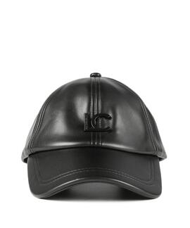 GORRA DE ECOPIEL NEGRA CON LOGO LC LACADO