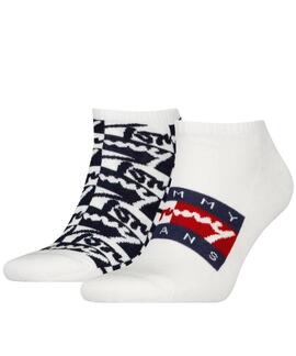 CALCETINES UNISEX TJ SNEAKER 2 PACK TOMMY FLAG WHITE