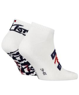 CALCETINES UNISEX TJ SNEAKER 2 PACK TOMMY FLAG WHITE