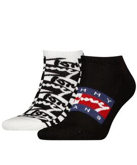 CALCETINES UNISEX TJ SNEAKER 2 PACK TOMMY FLAG BLACK