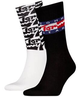 CALCETINES UNISEX TJ SOCK 2 PACK TOMMY FLAG BLACK