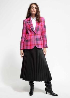 BLAZER CUADROS TWEED FUCSIA