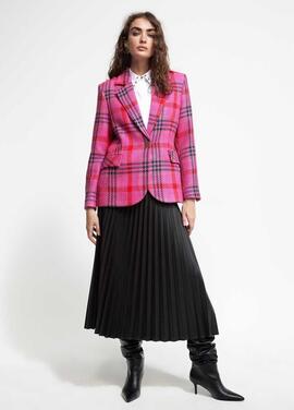 BLAZER CUADROS TWEED FUCSIA