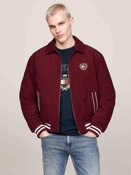 CHAQUETA DE PANA UNIVERSITARIA LETTERMAN RELAXED FIT GRANATE