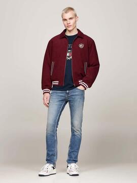 CHAQUETA DE PANA UNIVERSITARIA LETTERMAN RELAXED FIT GRANATE