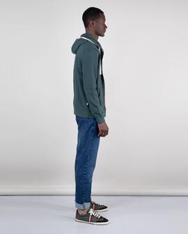 SUDADERA ZIPPER GARMENT DYED VERDE PINO